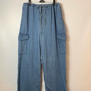 GAP Women’s Light Blue Comfy Wide Leg Cargo Pants • XXL-Tall